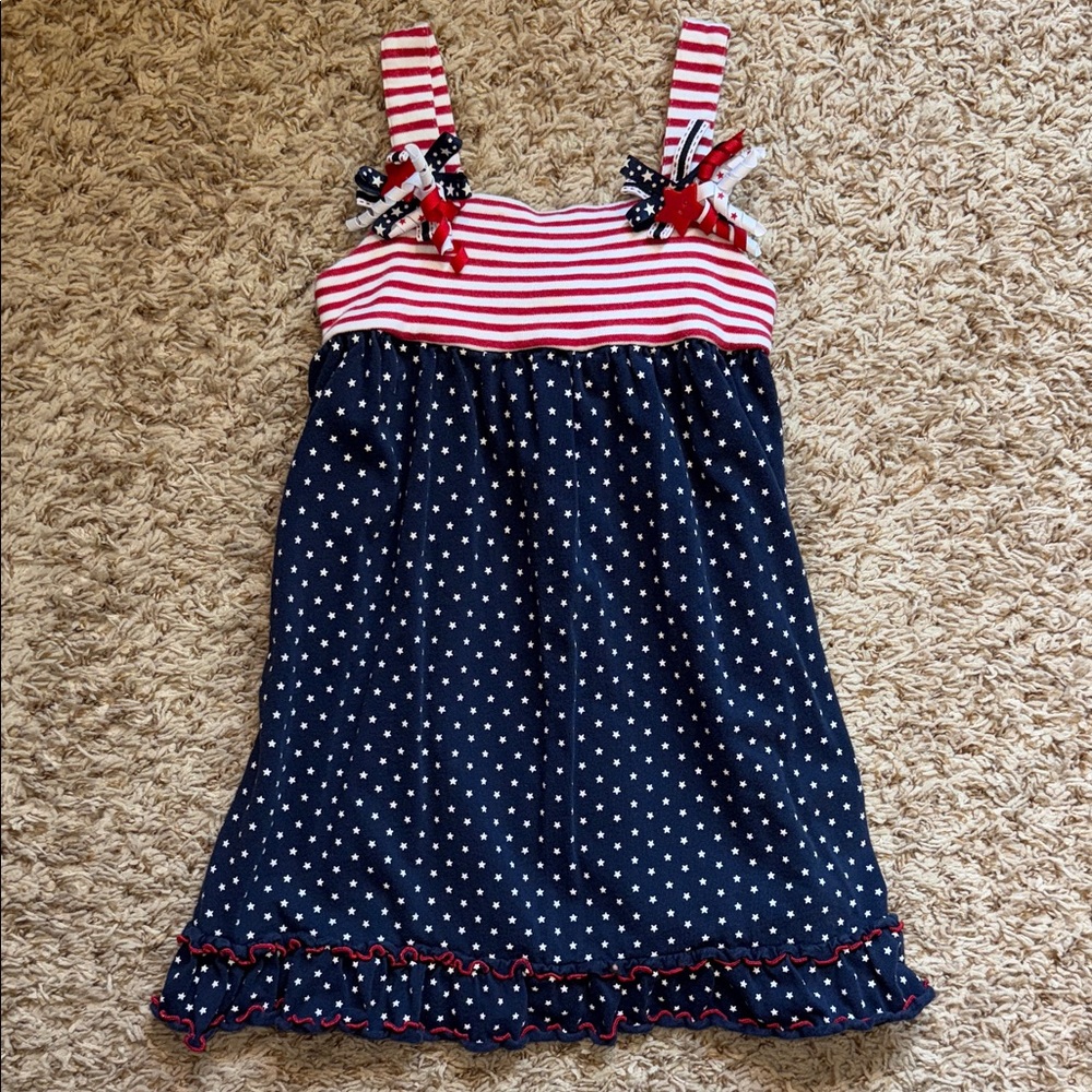 4t girls Sophie Rose sleeveless Stars and Stripes patriotic dress.
